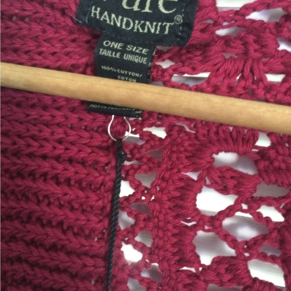 Pure Handknit Burgundy Shawl, One Size - Picture 3 of 8